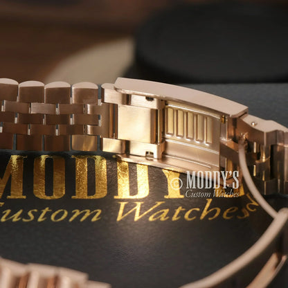 Rose gold watch band for Seikojust Chocolate Crystals Seiko mod Datejust style