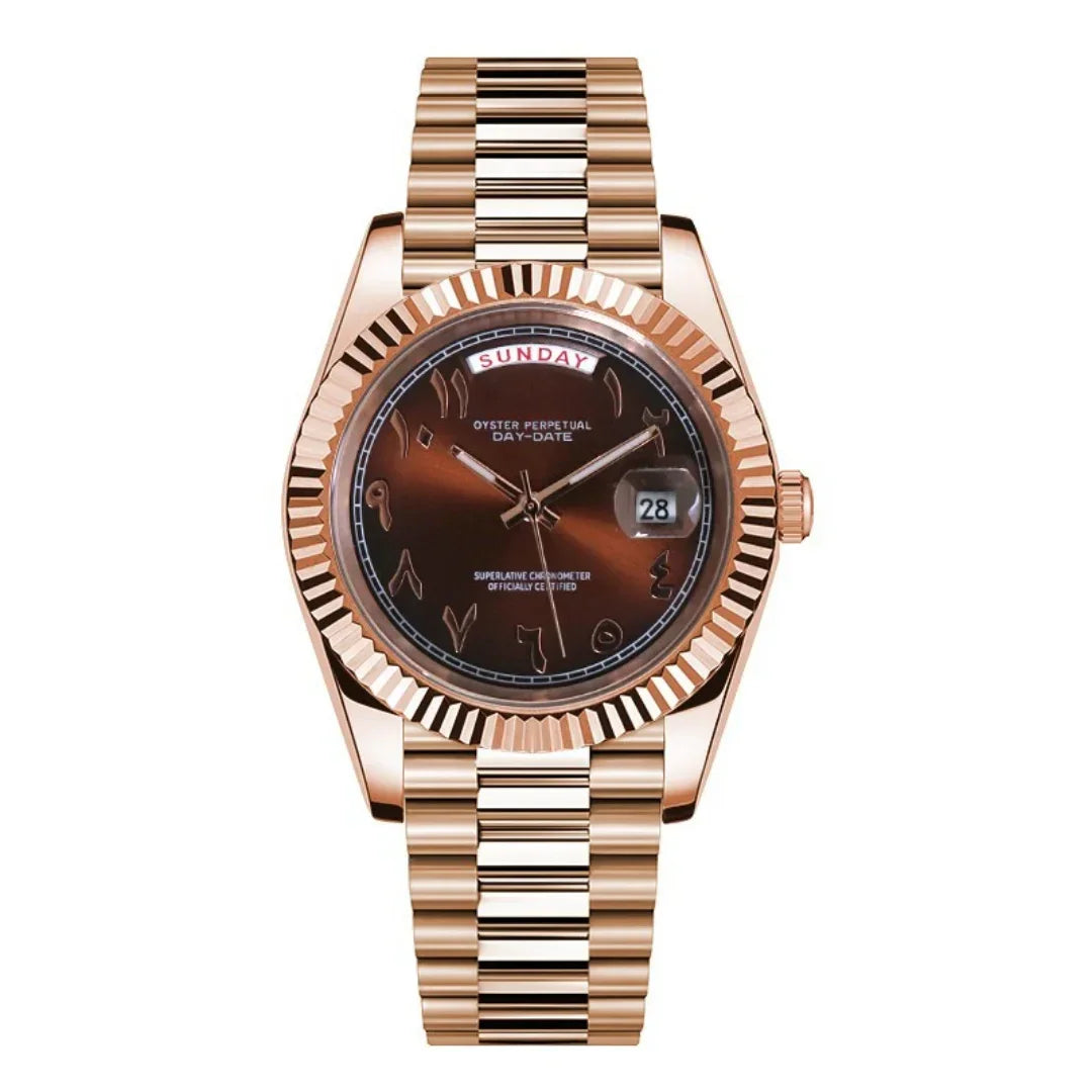 Seikojust | Daydate Rose Gold - Chocolate Arabic - Datejust - Moddys Custom Watches
