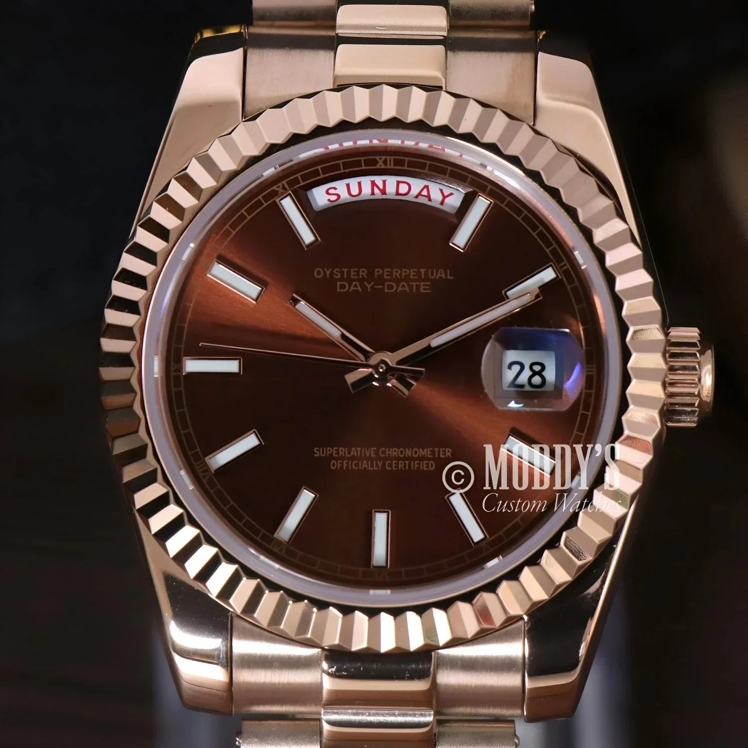 Daydate Rose Gold wristwatch from Seikojust featuring 316L stainless steel design