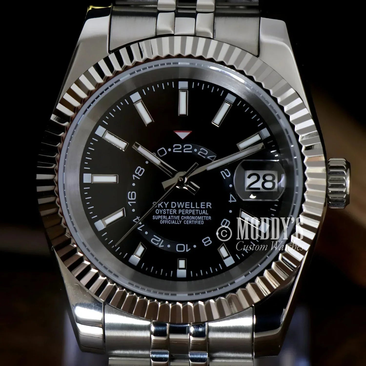 Silver Rolex Sky-Dweller wristwatch in 316L stainless steel from Seikojust