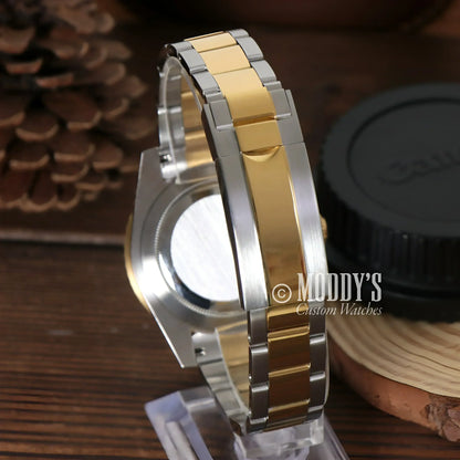 Two-tone metal watch band for Seikomariner Blue with Seiko NH35 automatic movement