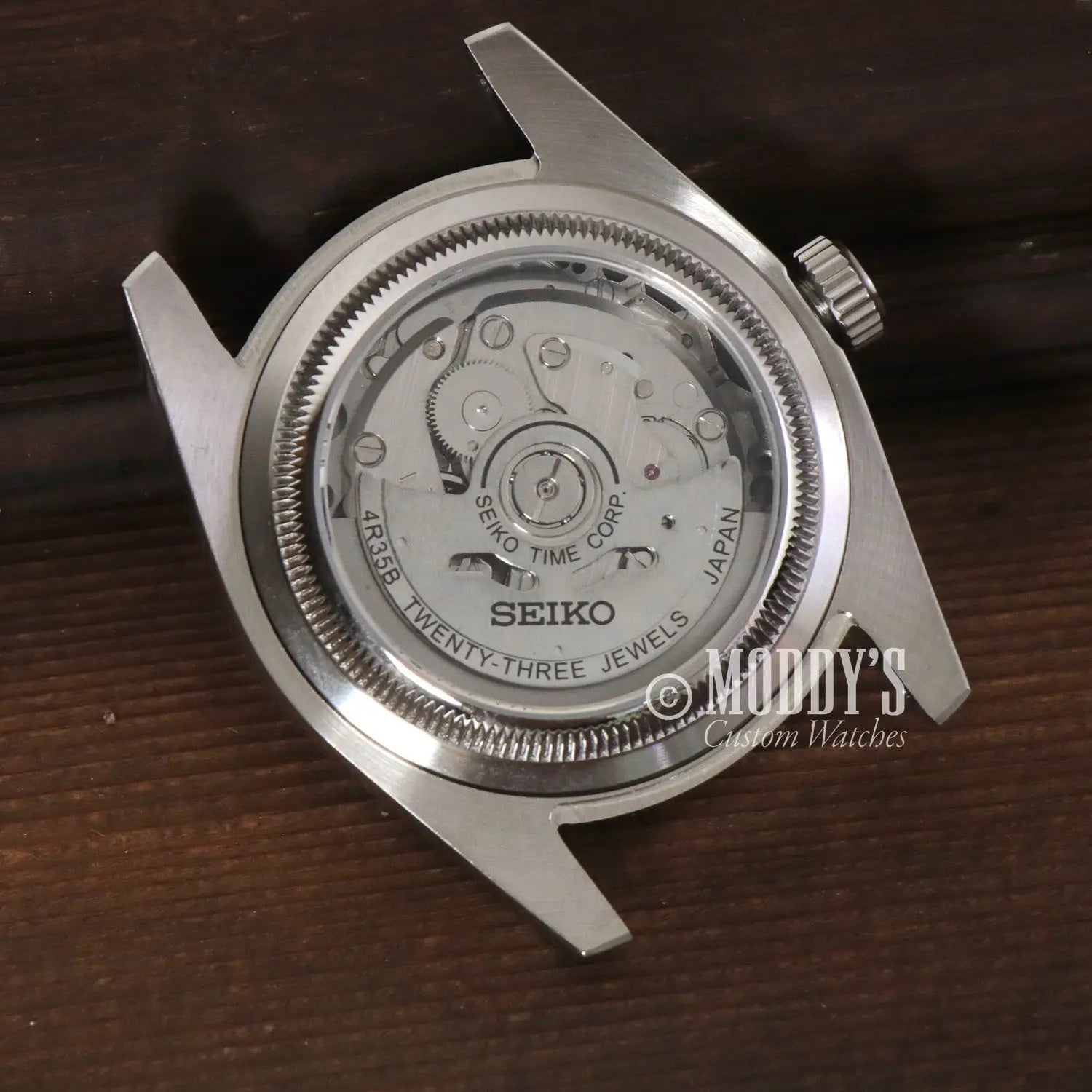 Exposed-mechanism wristwatch showcasing Premium Rotor x1 with Seiko movements design