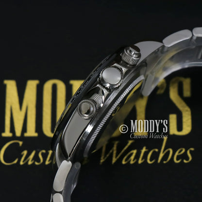 Silver chronograph wristwatch from Seitona Black - White featuring Seiko VK63 hybrid movement