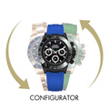 Luxury chronograph watch in Seitona Configurator with customizable straps and bezels