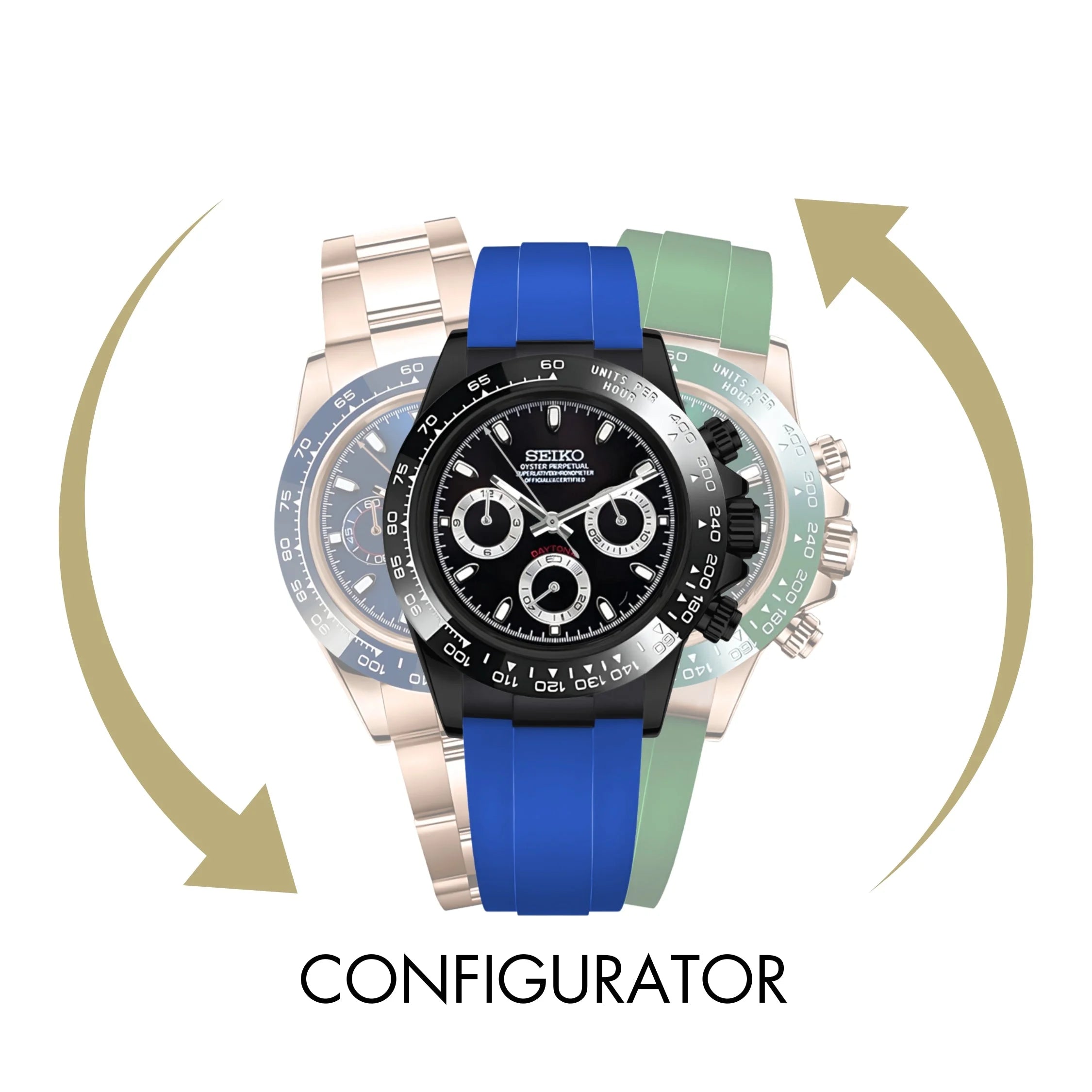 Luxury chronograph watch in Seitona Configurator with customizable straps and bezels