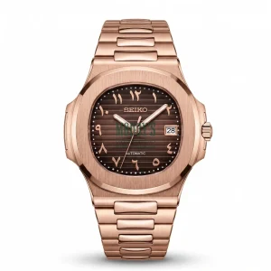 Seiko Mod | Nautilus Arabic Rose Gold Chocolate
