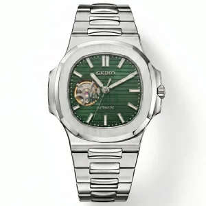 Seiko Mod | Nautilus Green Open Heart